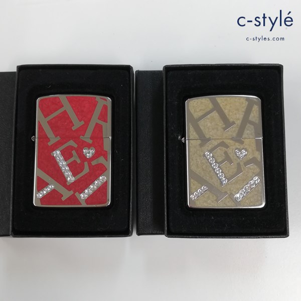 ZIPPO ジッポー HEART クリスタルビーズ オイルライター シルバー系 喫煙具