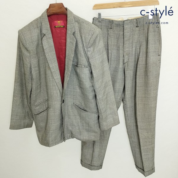 CREAM SODA クリームソーダ PINK DRAGON スーツ S ブラック×ホワイト セットアップ ロカビリー 千鳥格子