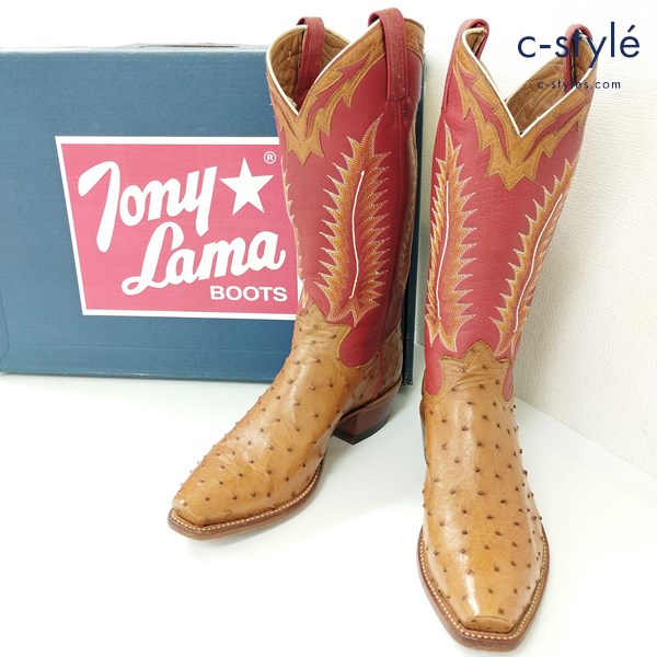 Tony Lama トニーラマ ウエスタンブーツ 8・1/2D レッド×ブラウン 9501 ロングブーツ レザー