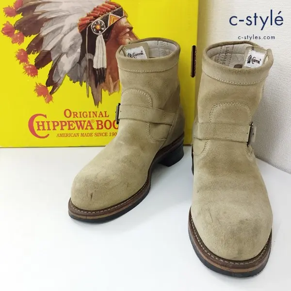 CHIPPEWA チペワ スエードショートエンジニアブーツ 8E ベージュ系 91001 レザーブーツ