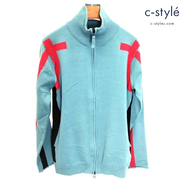 MARITHE＋FRANCOIS GIRBAUD ニット L ブルー系 ジップアップ ウール100 ハイネック