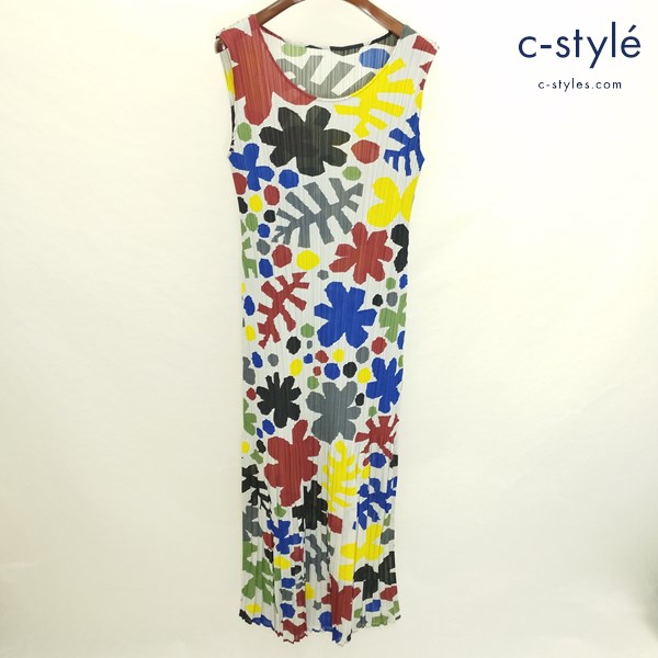 PLEATS PLEASE ISSEY MIYAKE プリーツ ノースリーブワンピース 4 マルチカラー PP31-JH986 総柄 ロング