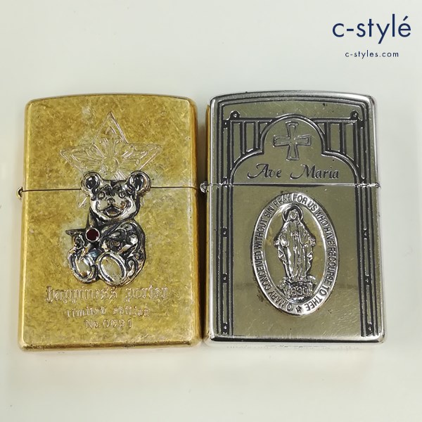 ZIPPO ジッポー オイルライター happiness porter ゴールド Ave Maria シルバー 喫煙具