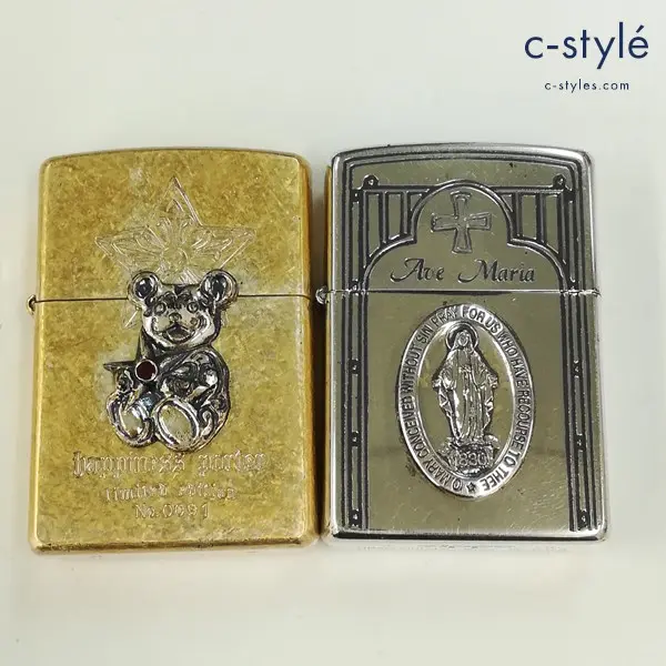 ZIPPO ジッポー オイルライター happiness porter ゴールド Ave Maria シルバー 喫煙具