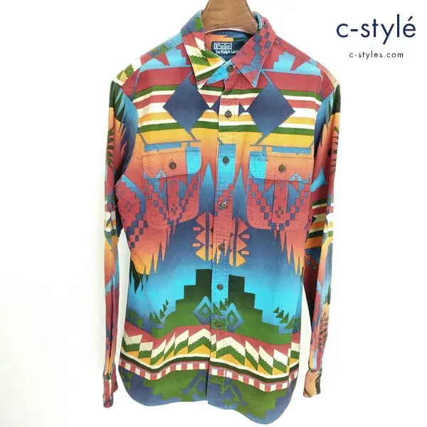 POLO RALPH LAUREN ポロ ラルフローレン ネルシャツ S マルチカラー ネイティブ柄 総柄 綿100 シャツ 長袖