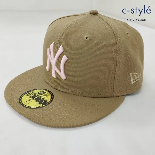 NEW ERA ニューエラ 59FIFTY キャップ 7・1/4 57.7cm ブラウン×ピンク 1999 ワールドシリーズ NY 刺繍