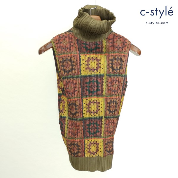 PLEATS PLEASE ISSEY MIYAKE プリーツ ノースリーブ ブラウス 3 マルチカラー パッチワーク型 PP53-JK651