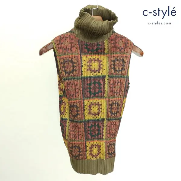 PLEATS PLEASE ISSEY MIYAKE プリーツ ノースリーブ ブラウス 3 マルチカラー パッチワーク型 PP53-JK651