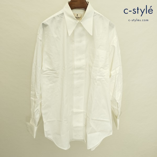 PINK DRAGON 長袖シャツ ホワイト 比翼仕立て 刺繍 綿100 TETSUYA.T ロカビリー