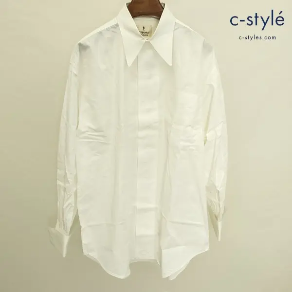 PINK DRAGON 長袖シャツ ホワイト 比翼仕立て 刺繍 綿100 TETSUYA.T ロカビリー