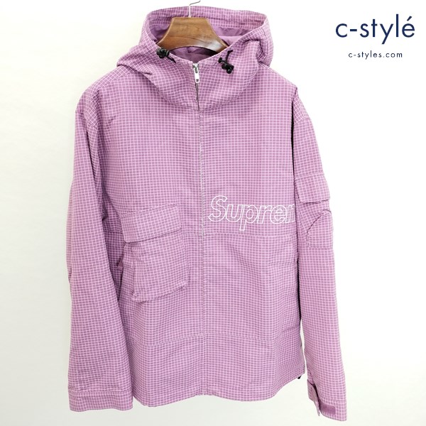 Supreme シュプリーム Ripstop Utility Jacket マウンテンパーカー S ピンク×ホワイト チェック柄 ロゴ刺繍