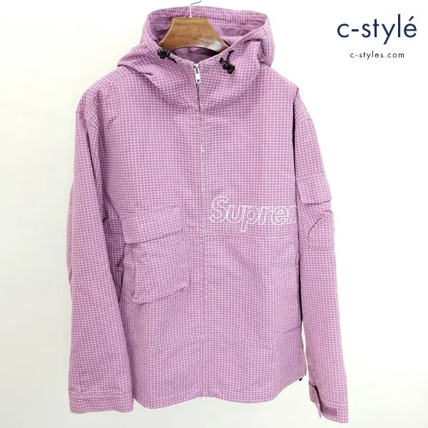 Supreme シュプリーム Ripstop Utility Jacket マウンテンパーカー S ピンク×ホワイト チェック柄 ロゴ刺繍