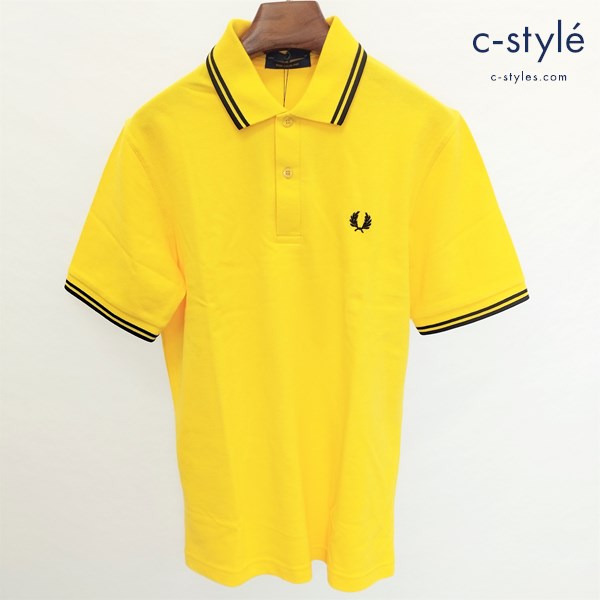 FRED PERRY フレッドペリー ポロシャツ 38 イエロー 黄 M12N 半袖 綿100 イングランド製