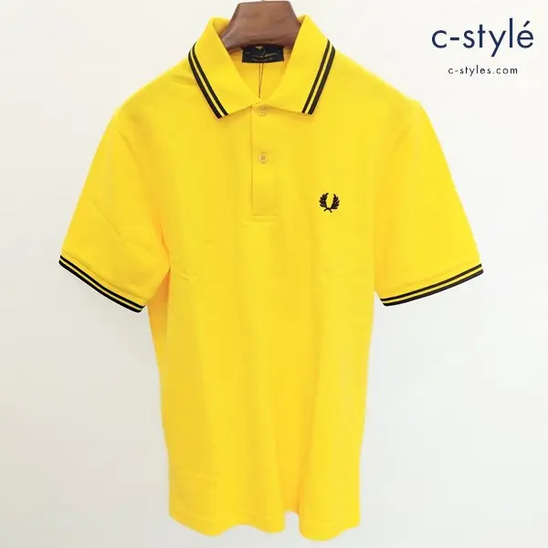 FRED PERRY フレッドペリー ポロシャツ 38 イエロー 黄 M12N 半袖 綿100 イングランド製
