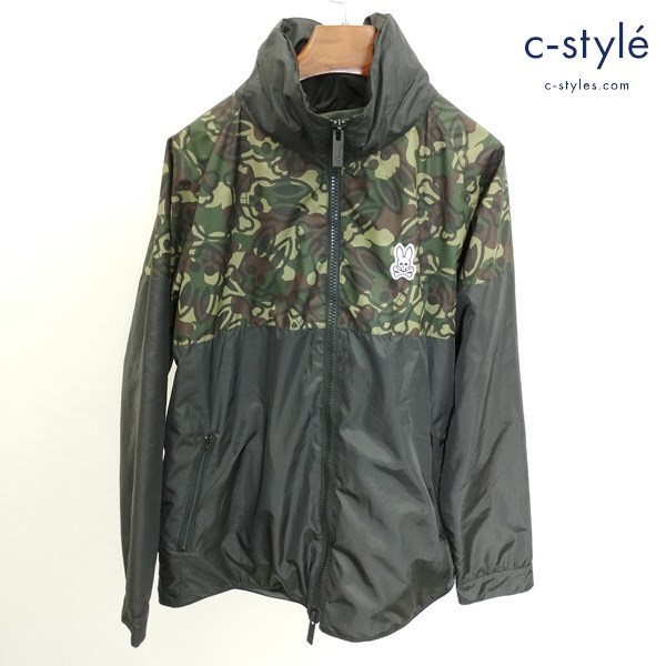 Psycho Bunny サイコバニー スタンドカラーブルゾン M ブラック系 カモ柄 ウインドブレーカー