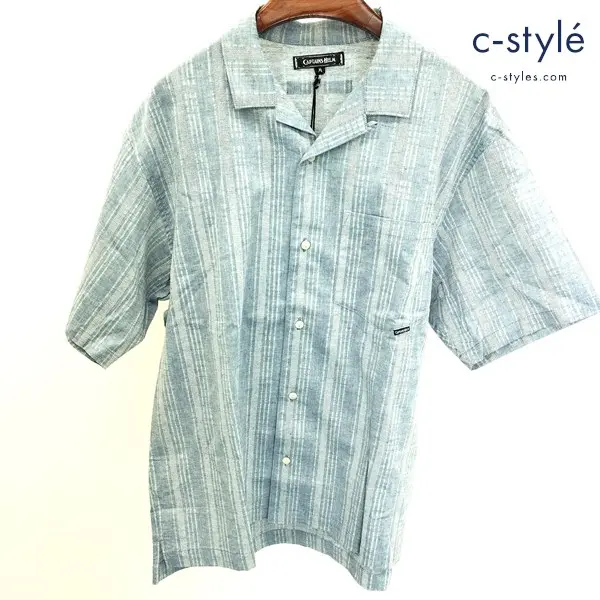 CAPTAINS HELM キャプテンズヘルム ＃MEXICAN STRIPE O/C SHIRTS 半袖 オープンカラーシャツ M ブルー