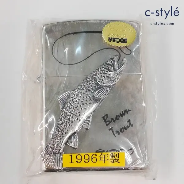 ZIPPO ジッポー 1996年製 Brown Trout オイルライター シルバー 喫煙具