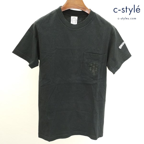 CHROME HEARTS セメタリー クロス刺繍 ポケット Tシャツ S ブラック 半袖 綿100 クルーネック