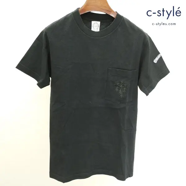 CHROME HEARTS セメタリー クロス刺繍 ポケット Tシャツ S ブラック 半袖 綿100 クルーネック