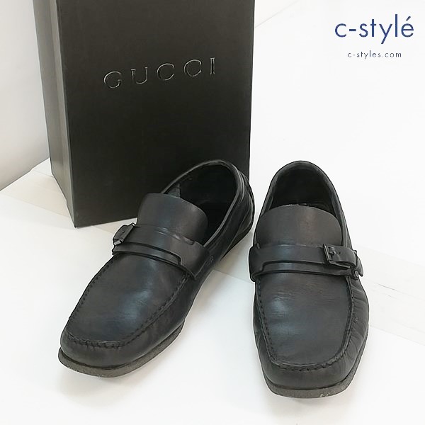 GUCCI グッチ SCARPA SUOLA GOMMA SOFT NOVOCALF NERO 101733 ドライビングシューズ 42・1/2E ブラック