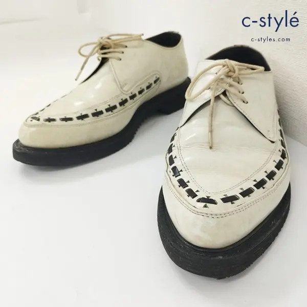 CREAM SODA クリームソーダ ポインテッドトゥ シューズ 25・1/2 ホワイト 金タグ 革靴 ロカビリー ロック
