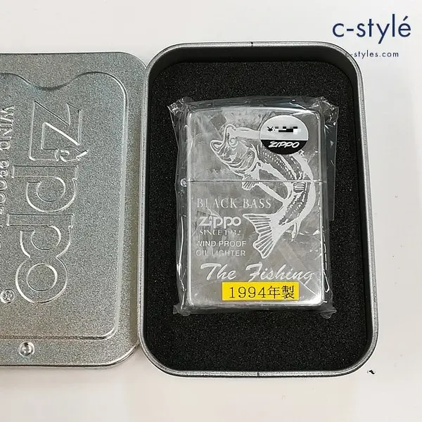 ZIPPO ジッポー 1994年製 WIND PROOF BLACK BASS ブラックバス オイルライター シルバー 喫煙具