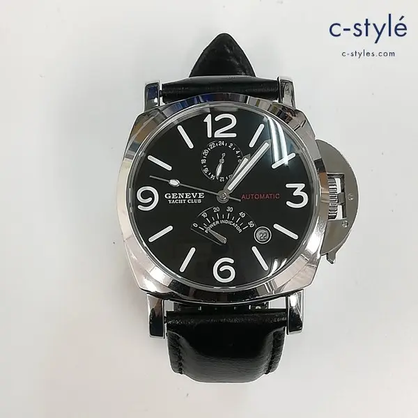 GENEVE ジュネーブ YACHT CLUB ヨットクラブ 腕時計 ブラック 自動巻き GY34-302 レザーベルト