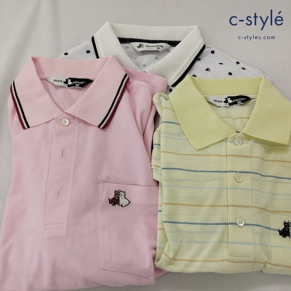 Black&White ブラック＆ホワイト ポロシャツ M 半袖 ゴルフウェア 日本製 計3点