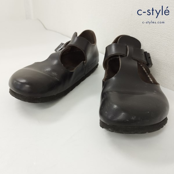 BIRKENSTOCK ビルケンシュトック LONDON ロンドン シューズ 25cm ブラック 革靴 ロゴ刻印 MADE IN GERMANY