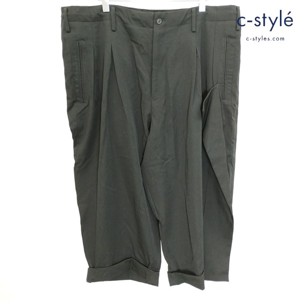 Yohji Yamamoto クロップワイドパンツ 2 ブラック フラシ布付マッキンP HG-P59-100 日本製 ウール