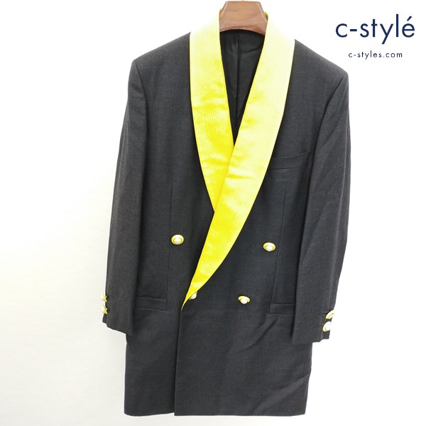 Gianni Versace Couture ダブルテーラードジャケット 40 黒×黄色 シルク混 4B イタリア製 レディース