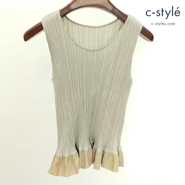 PLEATS PLEASE ISSEY MIYAKE プリーツノースリーブ カットソー 3 ゴールド系 PP31-JK934 日本製