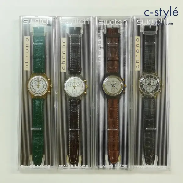 Swatch スウォッチ 腕時計 クォーツ クロノグラフ アナログ レザーバンド 計4点