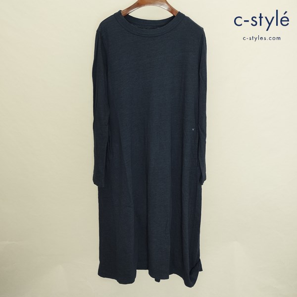 45R フォーティーファイブアール 長袖ワンピース 0 ネイビー ロングワンピース 綿100 日本製 レディース