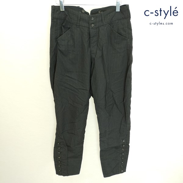 BLACK SIGN シャドウストライプ モーターサイクルブリーチーズ 30 ブラック ジョッパーズパンツ 綿 日本製