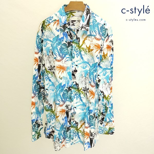 ETRO エトロ 長袖シャツ 47 マルチカラー 総柄 綿100 イタリア製