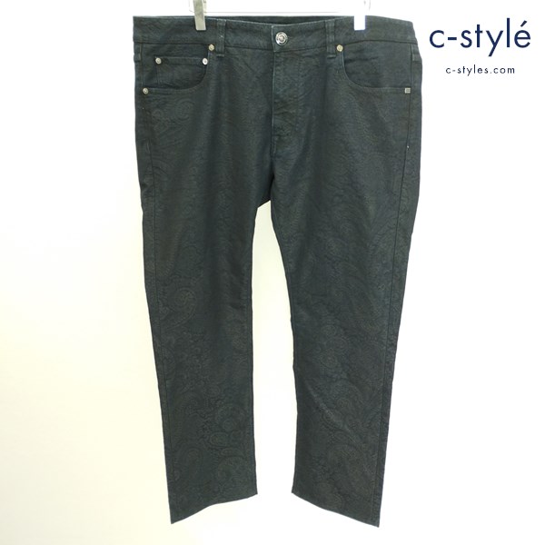 ETRO エトロ ストレッチパンツ 38 ネイビー ペイズリー柄 スリムフィット イタリア製