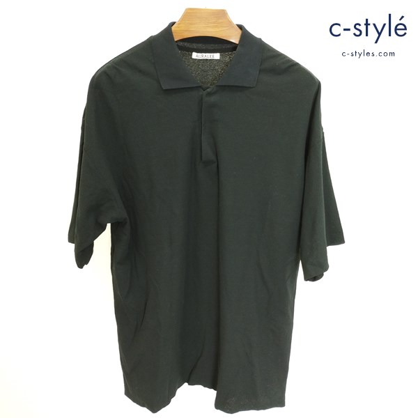 AURALEE オーラリー HARD TWIST AMUZEN DOUBLE CLOTH POLO 4 ブラック 日本製 半袖 綿100
