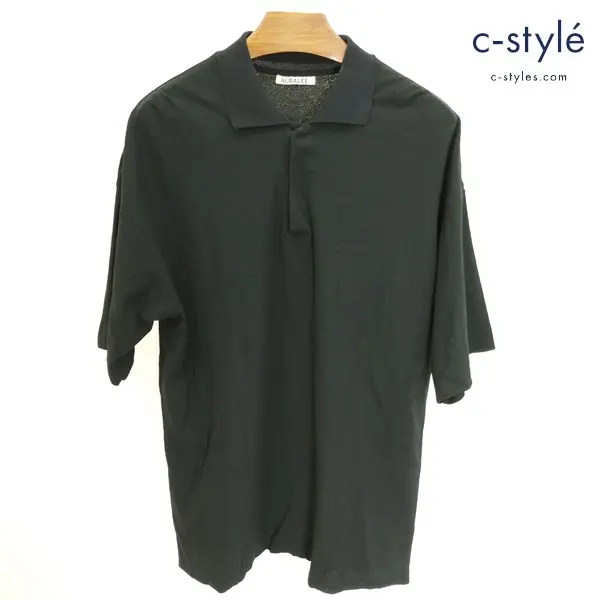 AURALEE オーラリー HARD TWIST AMUZEN DOUBLE CLOTH POLO 4 ブラック 日本製 半袖 綿100