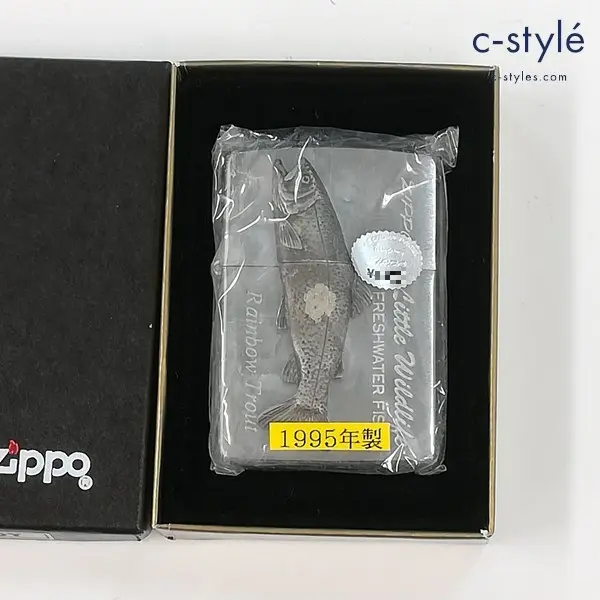 ZIPPO ジッポー 1995年製 rainbow Trout オイルライター シルバー 喫煙具