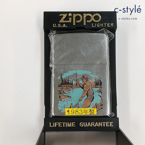 ZIPPO ジッポー 1983年製 釣り人 FISHING オイルライター シルバー 喫煙具