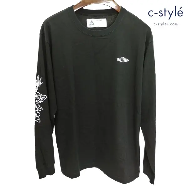 CHALLENGER チャレンジャー 長袖Tシャツ M ブラック ロンT プリント ロゴ 龍 虎 花 綿100 日本製