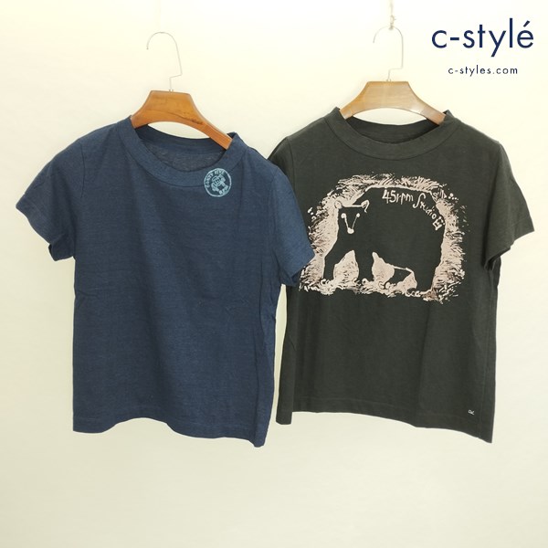 45R フォーティーファイブアール Tシャツ 2 ブラック インディゴ 半袖 綿100 日本製 レディース 計2点