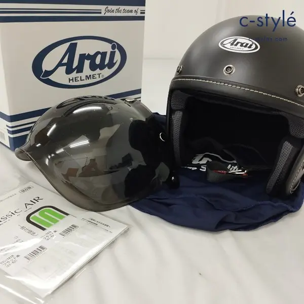 Arai アライ CLASSIC AIR ジェットヘルメット + バブルシールド 61.62cm未満 ブラック 2022年製 日本製 バイク