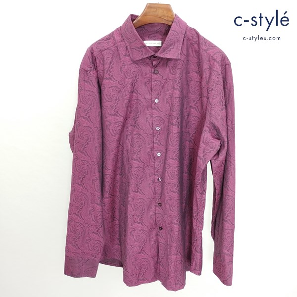 ETRO エトロ 総柄長袖シャツ 46 ピンク系 イタリア製 柄シャツ 202-1K499-3219