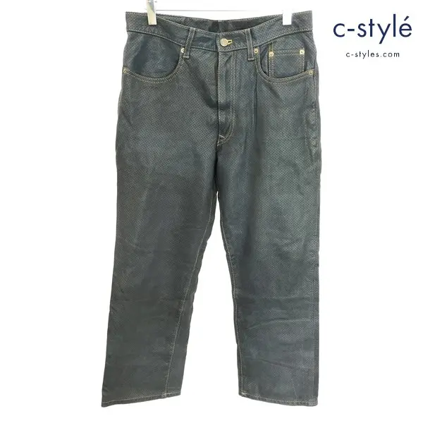 KUSHITANI クシタニ パンチング エクスプローラージーンズ W34 ブラック Lot.91029 フッ素加工牛革