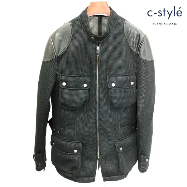 Max Fritz フルメッシュジャケット 50 ブラック MFB-1710 メッシュ×レザー 牛革 日本製 バイク用品