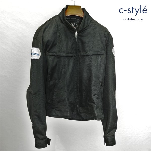 KUSHITANI メッシュライダースジャケット L ブラック K-2045-2003 リフレクターワッペン 長袖 バイクウェア