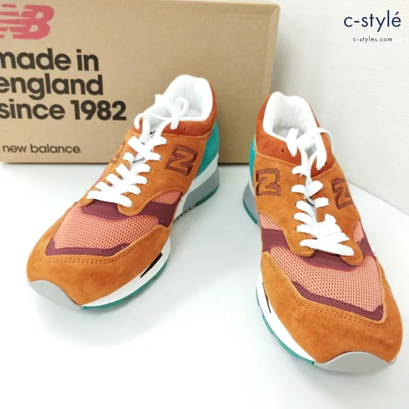 New Balance ニューバランス スニーカー 8 オレンジ×エメラルドグリーン M1500SU スエード調 MADE IN UK 靴