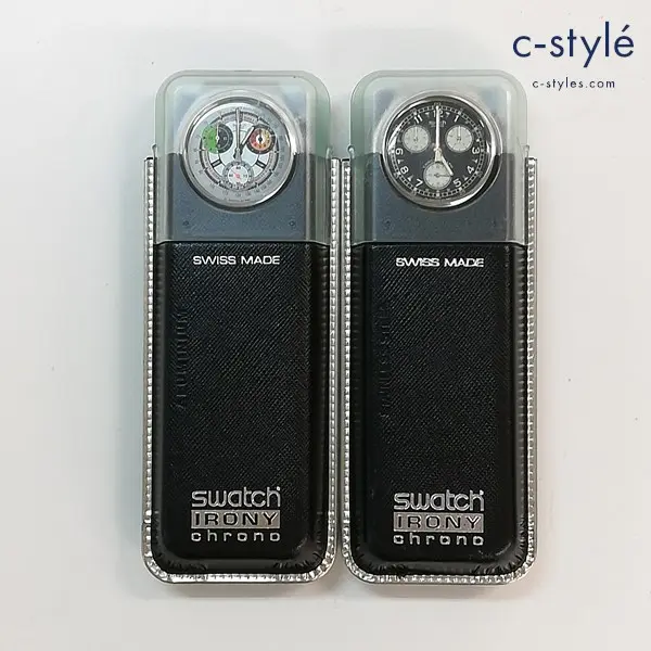 Swatch スウォッチ IRONY chrono 腕時計 ブルー ブラック クォーツ クロノグラフ レザーバンド 計2点